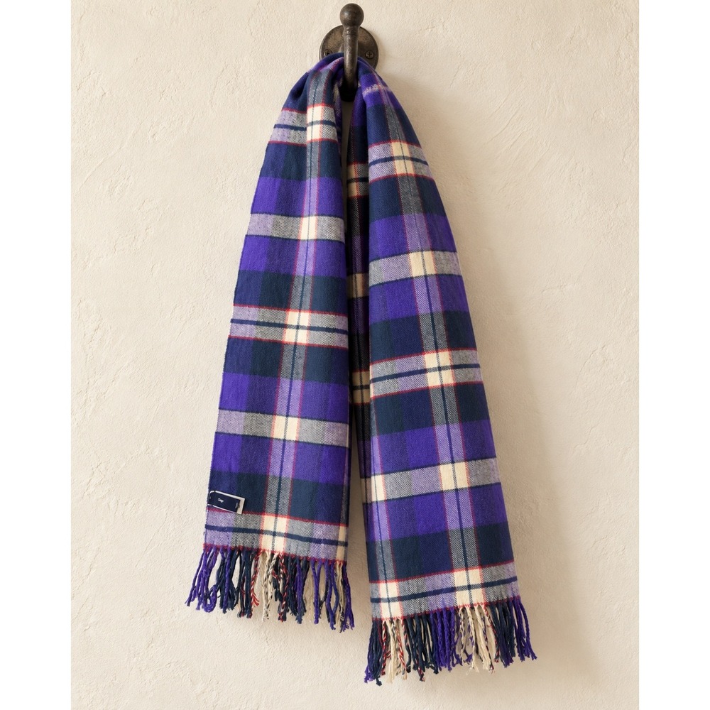 Gap Scarf Purple Plaid Cozy Fun Fringe One Size